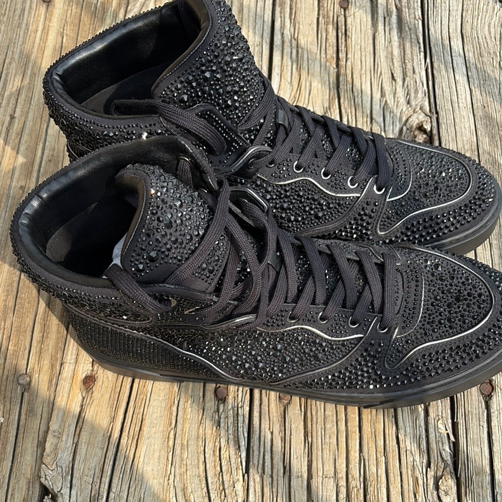 Men's Michael Kors Black Studded High-Top Sneakers Mens 12